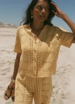 Yellow Crochet Shell Shirt