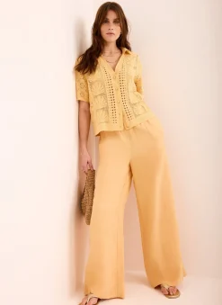 Yellow Crochet Shell Shirt