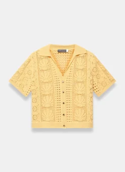 Yellow Crochet Shell Shirt