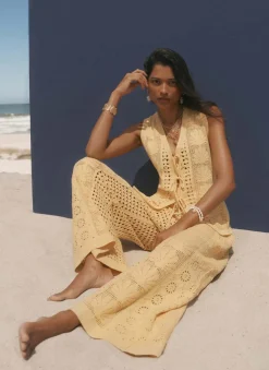 Yellow Crochet Shell Trousers