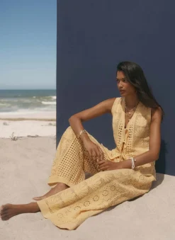 Yellow Crochet Shell Trousers