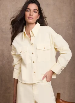 Yellow Denim Cropped Shirt