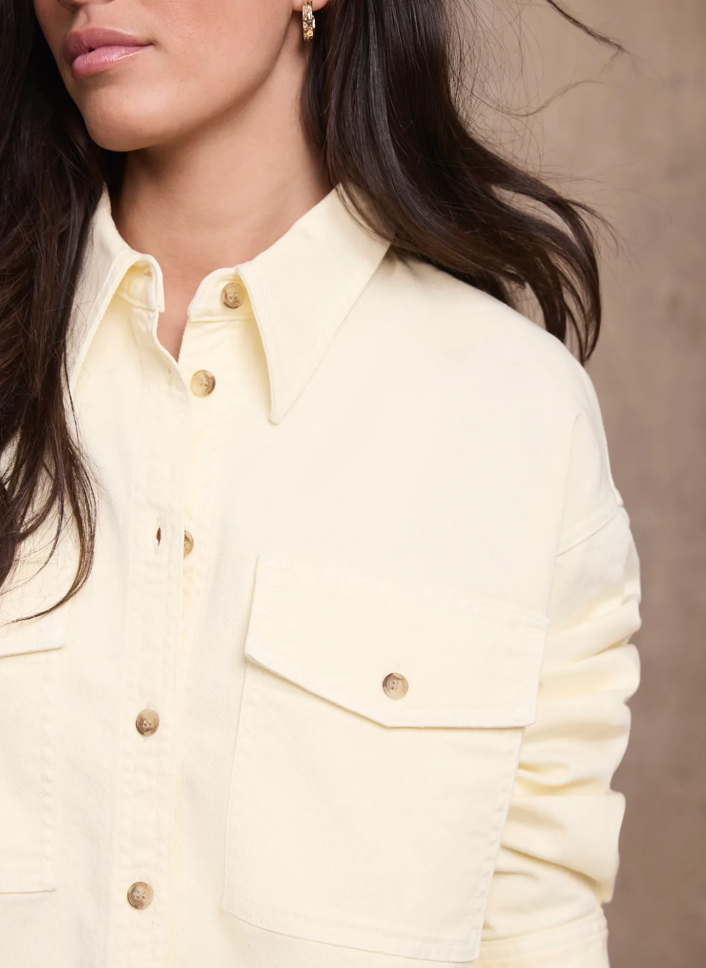 Yellow Denim Cropped Shirt