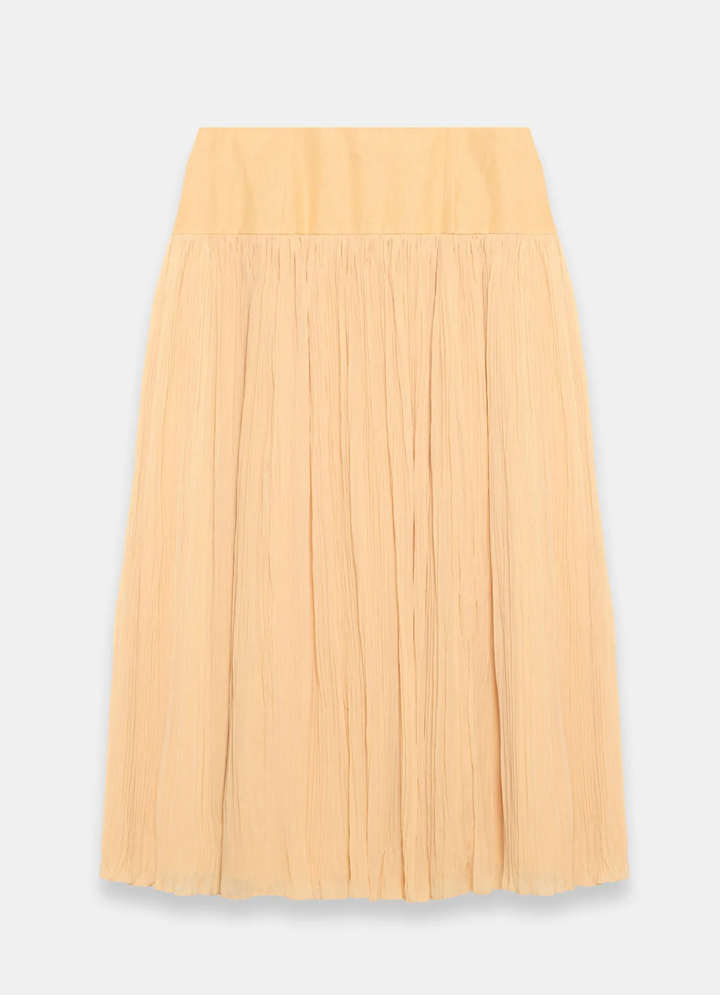 Yellow Drop Waist Crinkle Midi Skirt