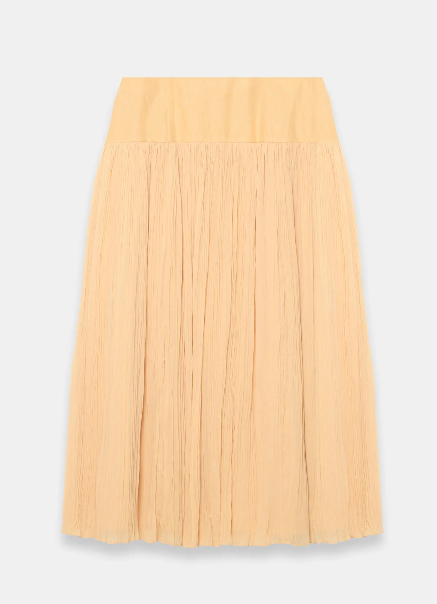 Yellow Drop Waist Crinkle Midi Skirt