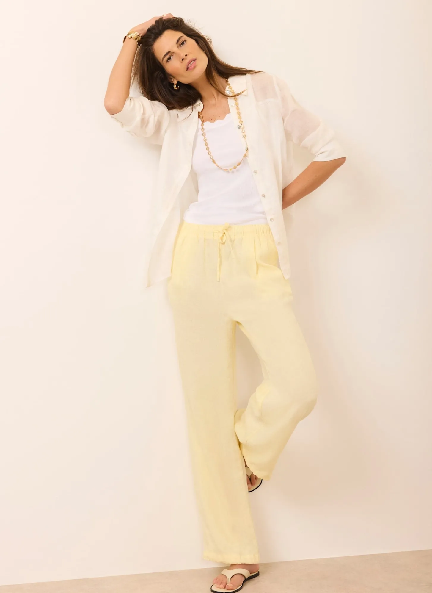 Yellow Linen Balloon Trousers