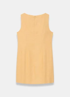 Yellow Linen Beaded Mini Dress
