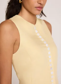 Yellow Linen Blend Longline Waistcoat