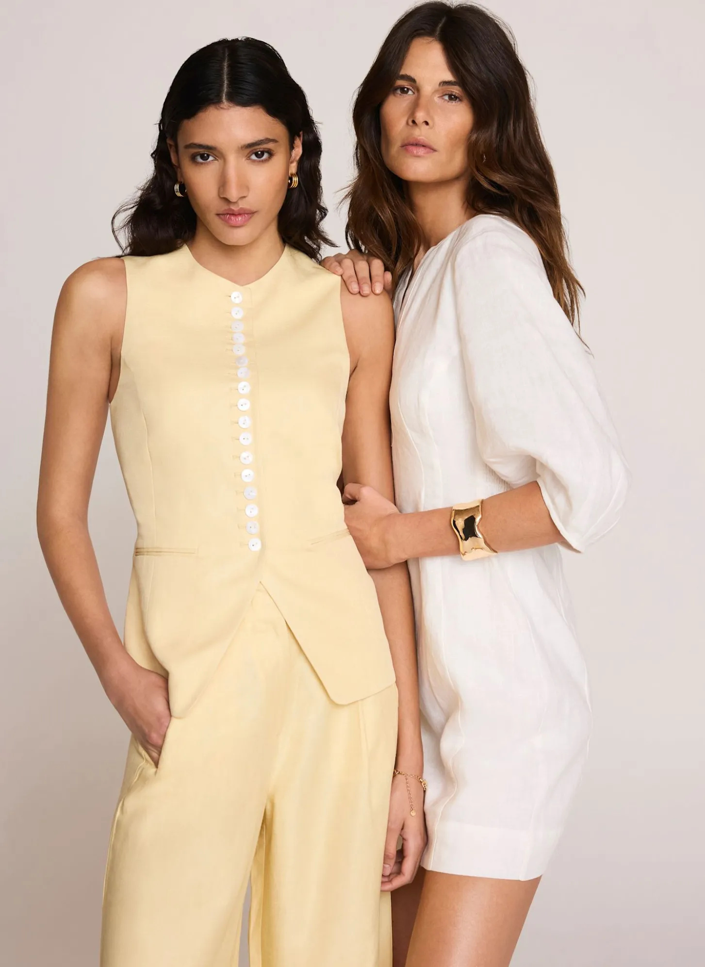 Yellow Linen Blend Longline Waistcoat