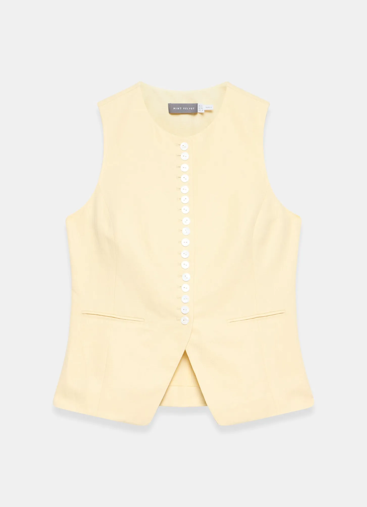 Yellow Linen Blend Longline Waistcoat