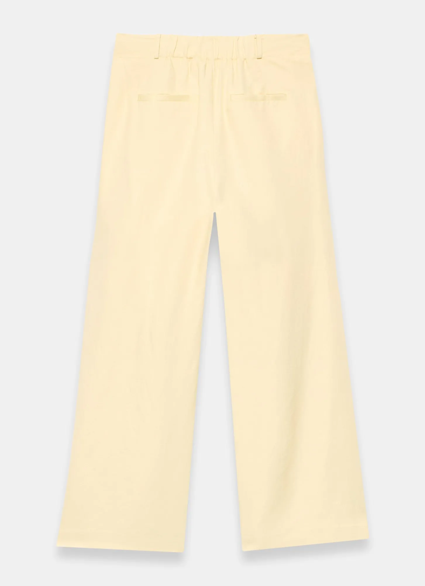 Yellow Linen Blend Pleated Wide Leg Trousers