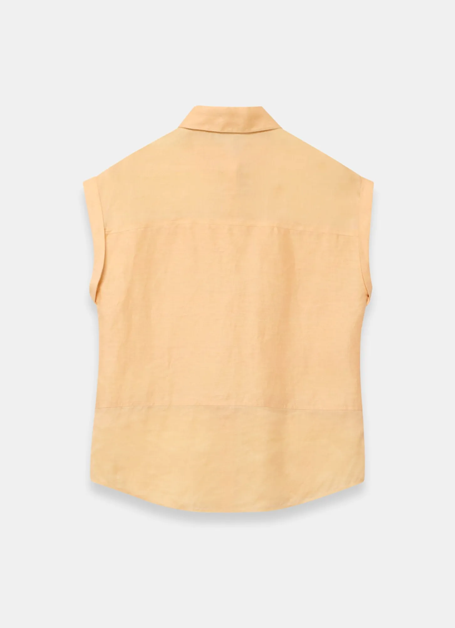 Yellow Linen Blend Sheer Panel Shirt
