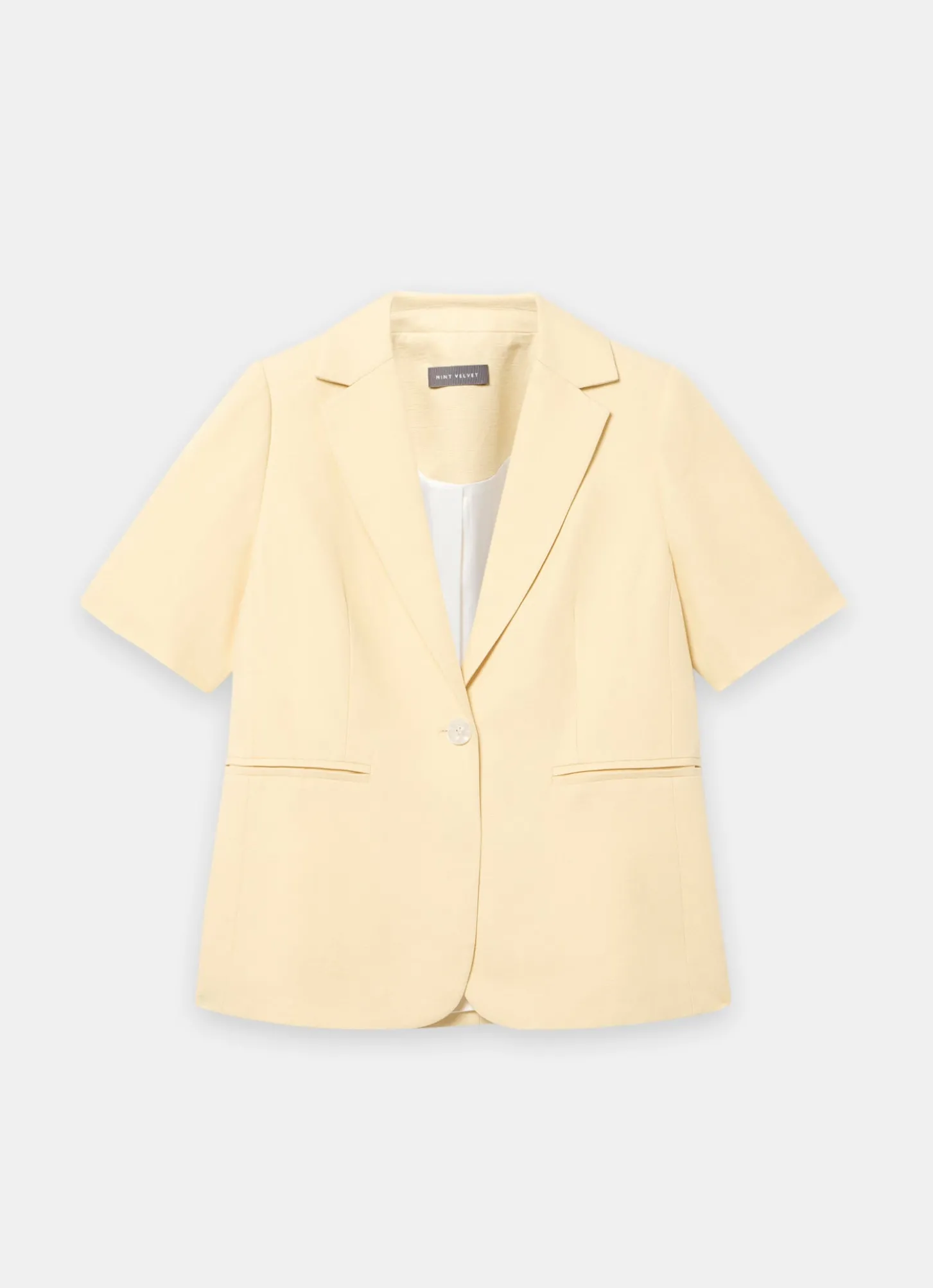 Yellow Linen Blend Short Sleeve Blazer