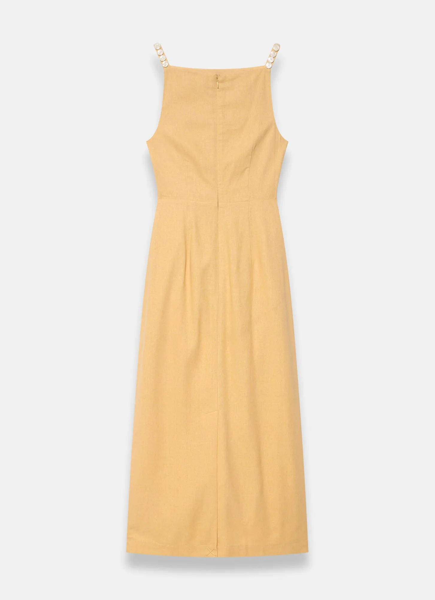 Yellow Linen Blend Wrap Midi Dress