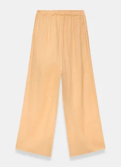 Yellow Linen Drawstring Wide Leg Trousers
