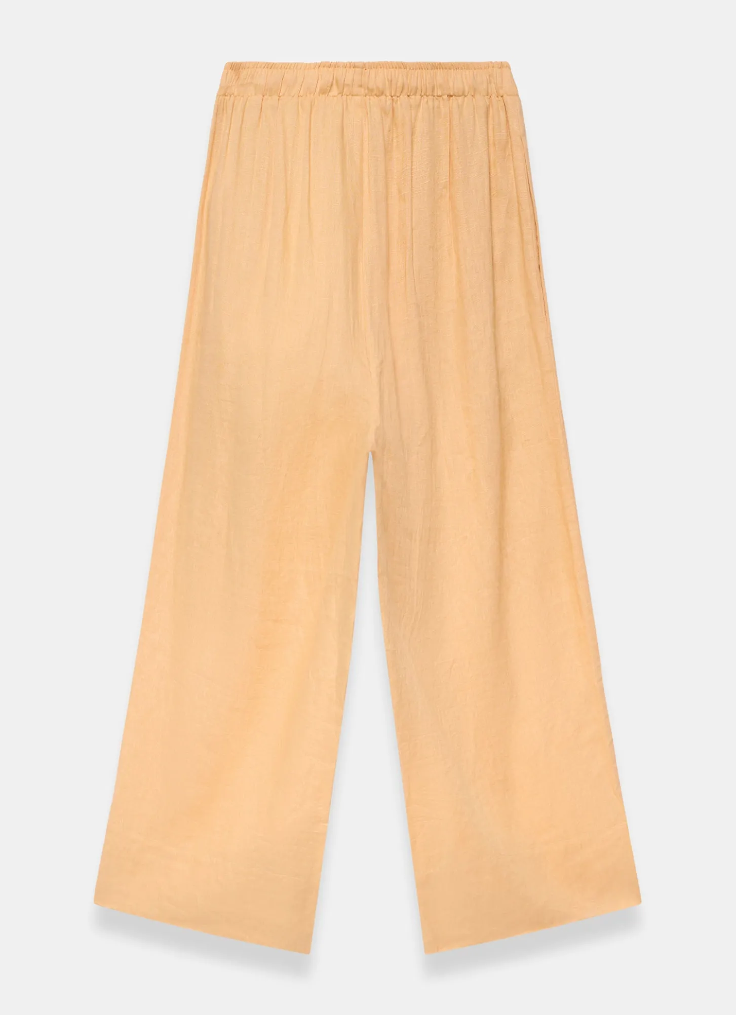 Yellow Linen Drawstring Wide Leg Trousers