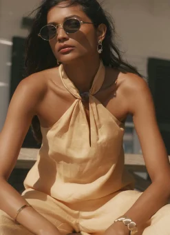 Yellow Linen Halter Top