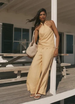 Yellow Linen Halter Top