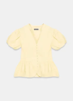 Yellow Linen Peplum Top