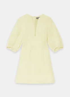 Yellow Linen Puff Sleeve Mini Dress