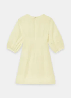 Yellow Linen Puff Sleeve Mini Dress