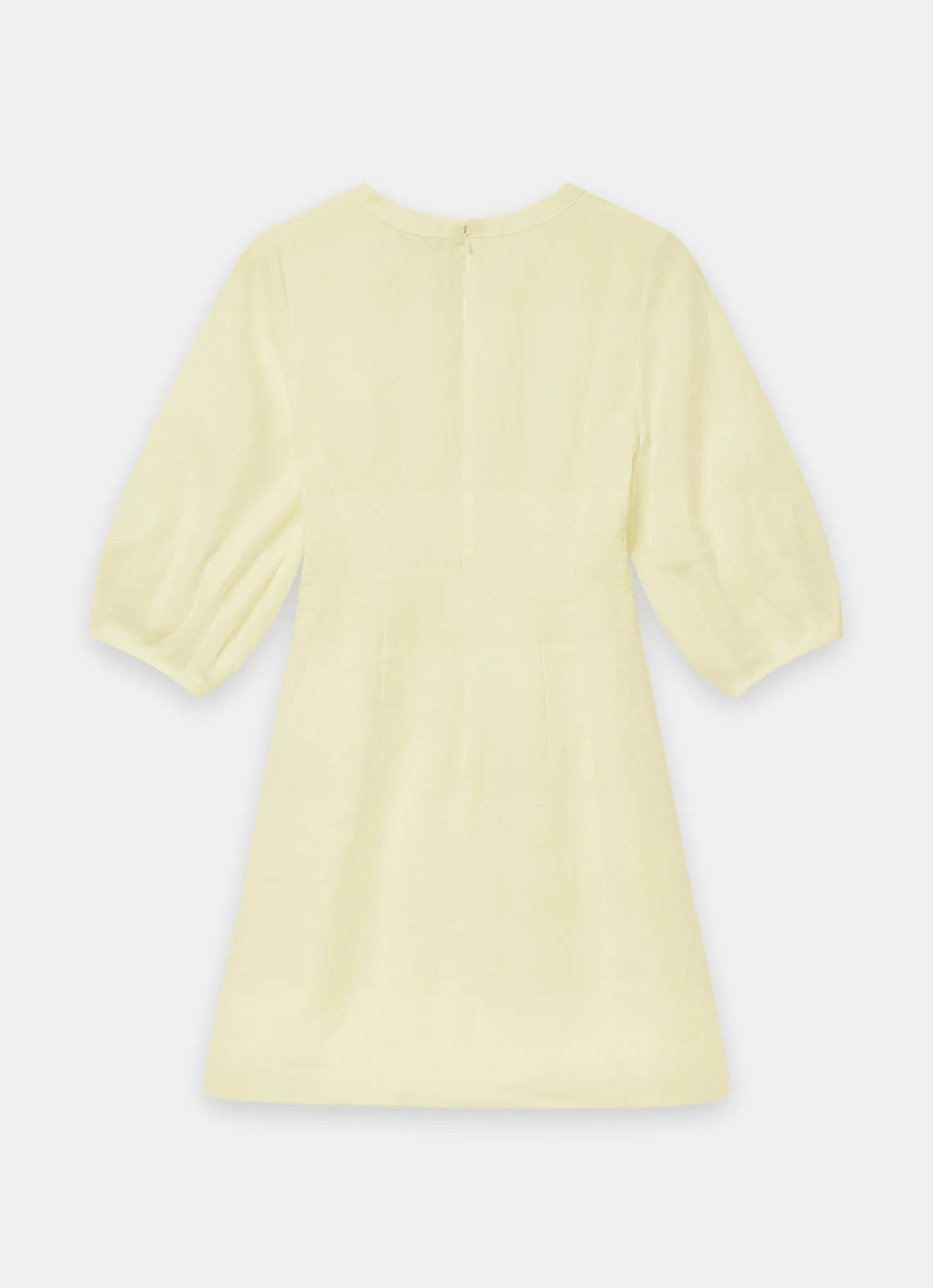 Yellow Linen Puff Sleeve Mini Dress