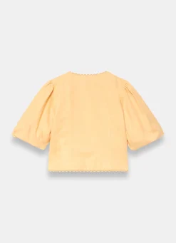 Yellow Linen Puff Sleeve Top