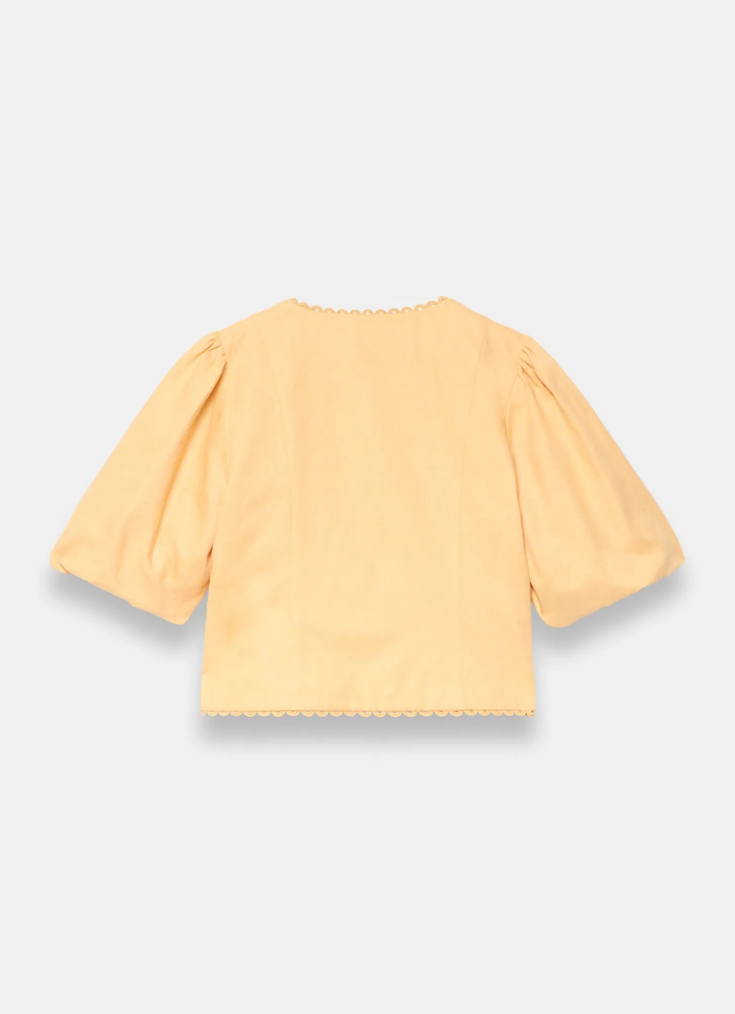 Yellow Linen Puff Sleeve Top