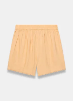 Yellow Linen Scallop Hem Shorts