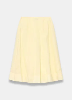 Yellow Ramie Drop Waist Midi Skirt