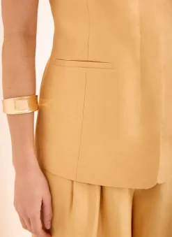 Yellow Ramie Longline Waistcoat