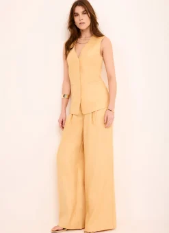 Yellow Ramie Longline Waistcoat