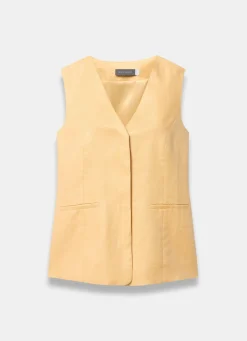 Yellow Ramie Longline Waistcoat