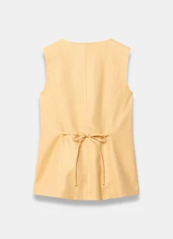 Yellow Ramie Longline Waistcoat