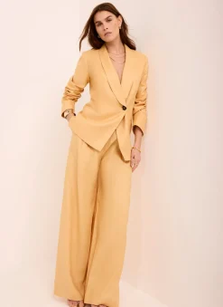 Yellow Ramie Single Breasted Blazer