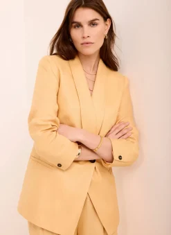 Yellow Ramie Single Breasted Blazer