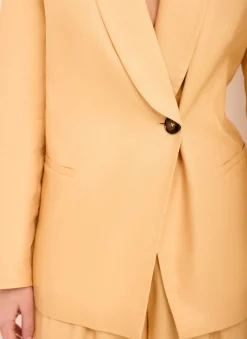 Yellow Ramie Single Breasted Blazer