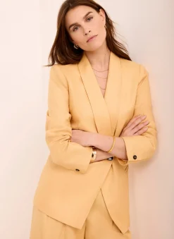 Yellow Ramie Single Breasted Blazer