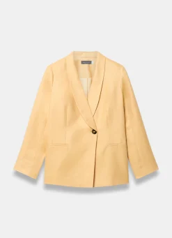 Yellow Ramie Single Breasted Blazer