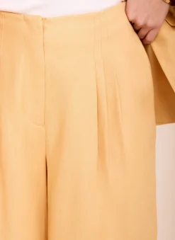 Yellow Ramie Wide Leg Trousers