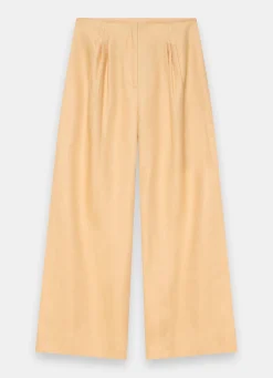 Yellow Ramie Wide Leg Trousers