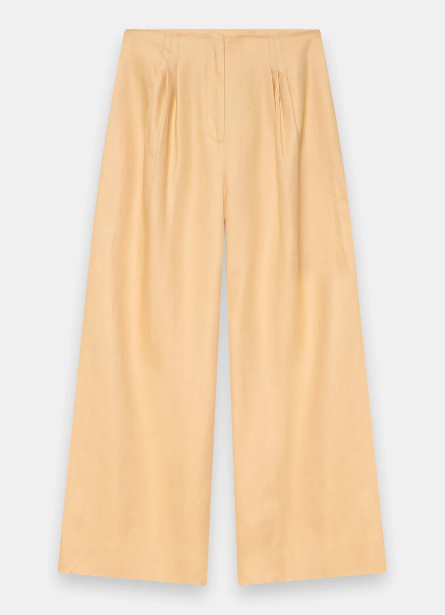 Yellow Ramie Wide Leg Trousers