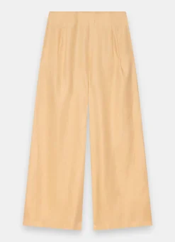 Yellow Ramie Wide Leg Trousers