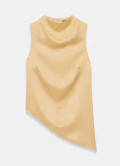 Yellow Satin Asymmetric Top