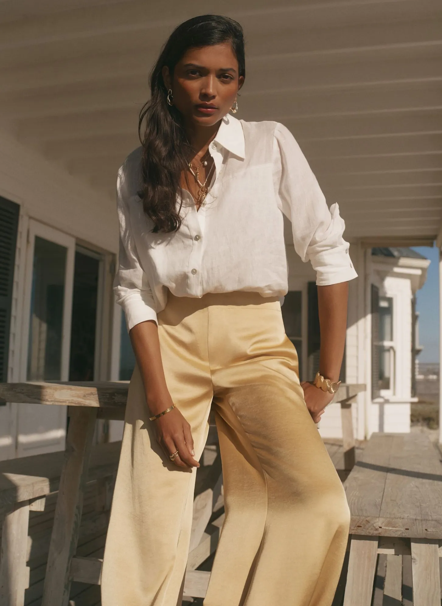 Yellow Satin Balloon Trousers
