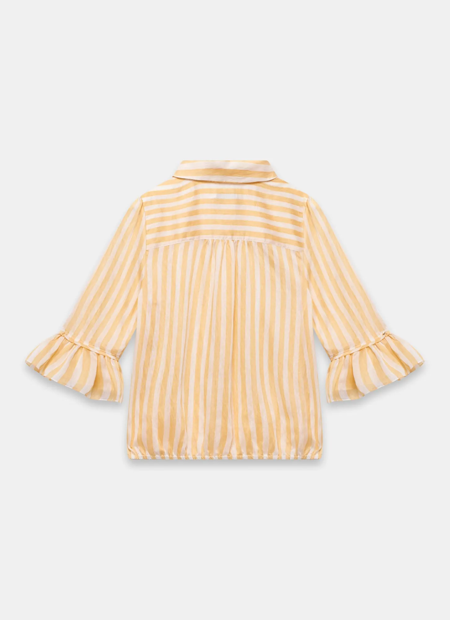 Yellow Striped Ruffle Detail Shirt