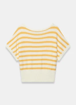 Yellow Striped Textured Knit Top