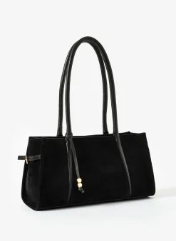 Zita Black Suede Shoulder Bag